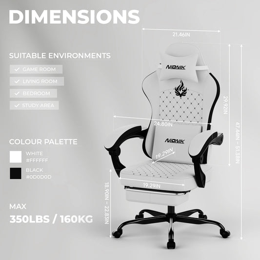 Gaming Chair with Footrest, Ergonomic Computer Chair with Headrest and Lumbar Support,Office Chair with Linkage Armrests