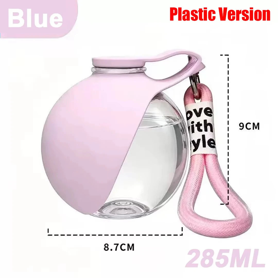 Dogs Drinking Bottle with Silicone Bowl, 285ml Stainless Steel Leak-Proof Dog Drinking Bottle for Cats and Dogs, Walks and Hikes