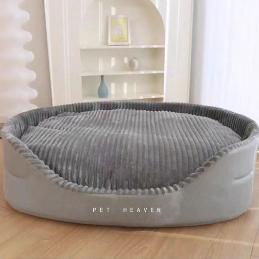 A super sized pet bed that is soft, dirt resistant, non slip, comfortable, suitable for living rooms, outdoor places, and suitab