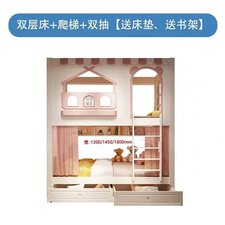 Baby Crib Bassinet, Childrens Toddler Bunk Bed, Montessori Trundle Princess Wooden Hut, Mezzanine Cradle Camas Ninos