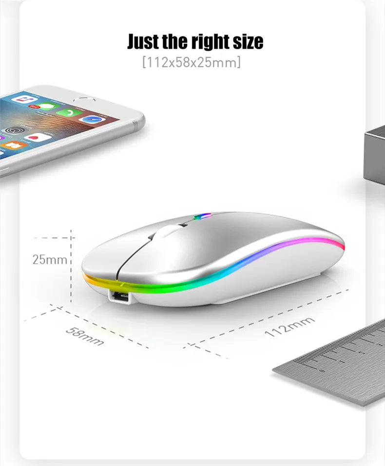 Wireless Mouse Bluetooth--compatible RGB Rechargeable Mouses Wireless Computer Silent Mice LED Backlit Ergonomic Gaming Mouse