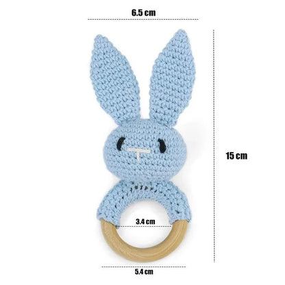 1Pc Customized Baby Teether Wooden Bracelet Crochet Rattle Toys BPA Free Crochet Lemon Bunny Rodent Rattle Newborn Toys Gift