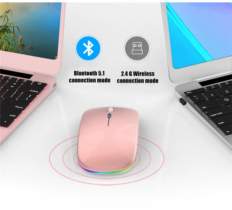 Wireless Mouse Bluetooth--compatible RGB Rechargeable Mouses Wireless Computer Silent Mice LED Backlit Ergonomic Gaming Mouse