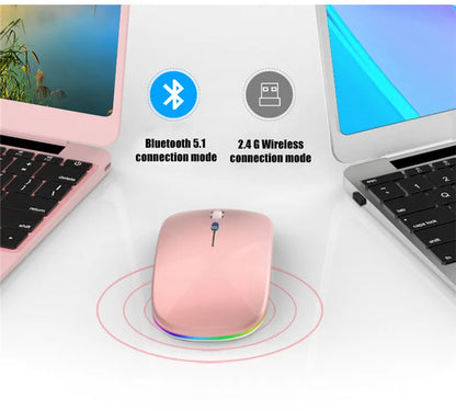 Wireless Mouse Bluetooth--compatible RGB Rechargeable Mouses Wireless Computer Silent Mice LED Backlit Ergonomic Gaming Mouse