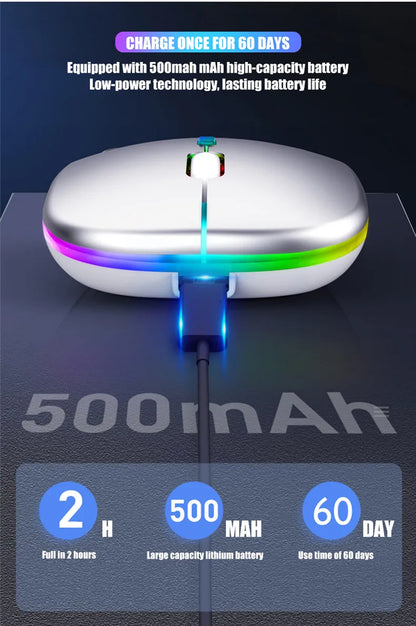 Wireless Mouse Bluetooth--compatible RGB Rechargeable Mouses Wireless Computer Silent Mice LED Backlit Ergonomic Gaming Mouse