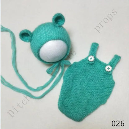 Handcraft Baby Hand Knit Mohair Bonnet & Pants On Baby Shower Gift Baby Photography Props