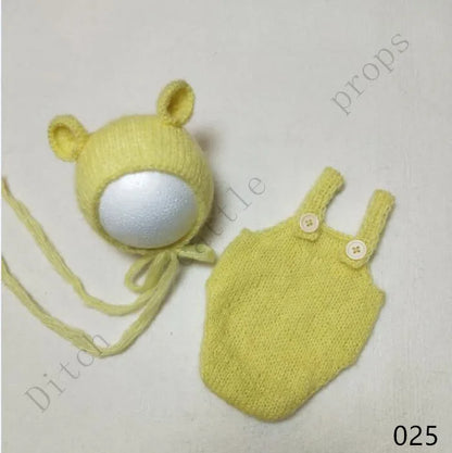 Handcraft Baby Hand Knit Mohair Bonnet & Pants On Baby Shower Gift Baby Photography Props