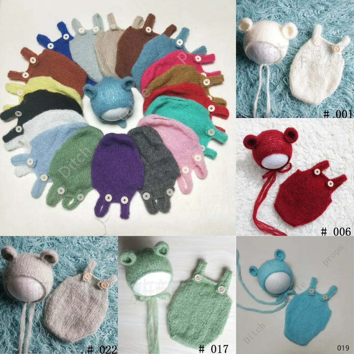 Handcraft Baby Hand Knit Mohair Bonnet & Pants On Baby Shower Gift Baby Photography Props