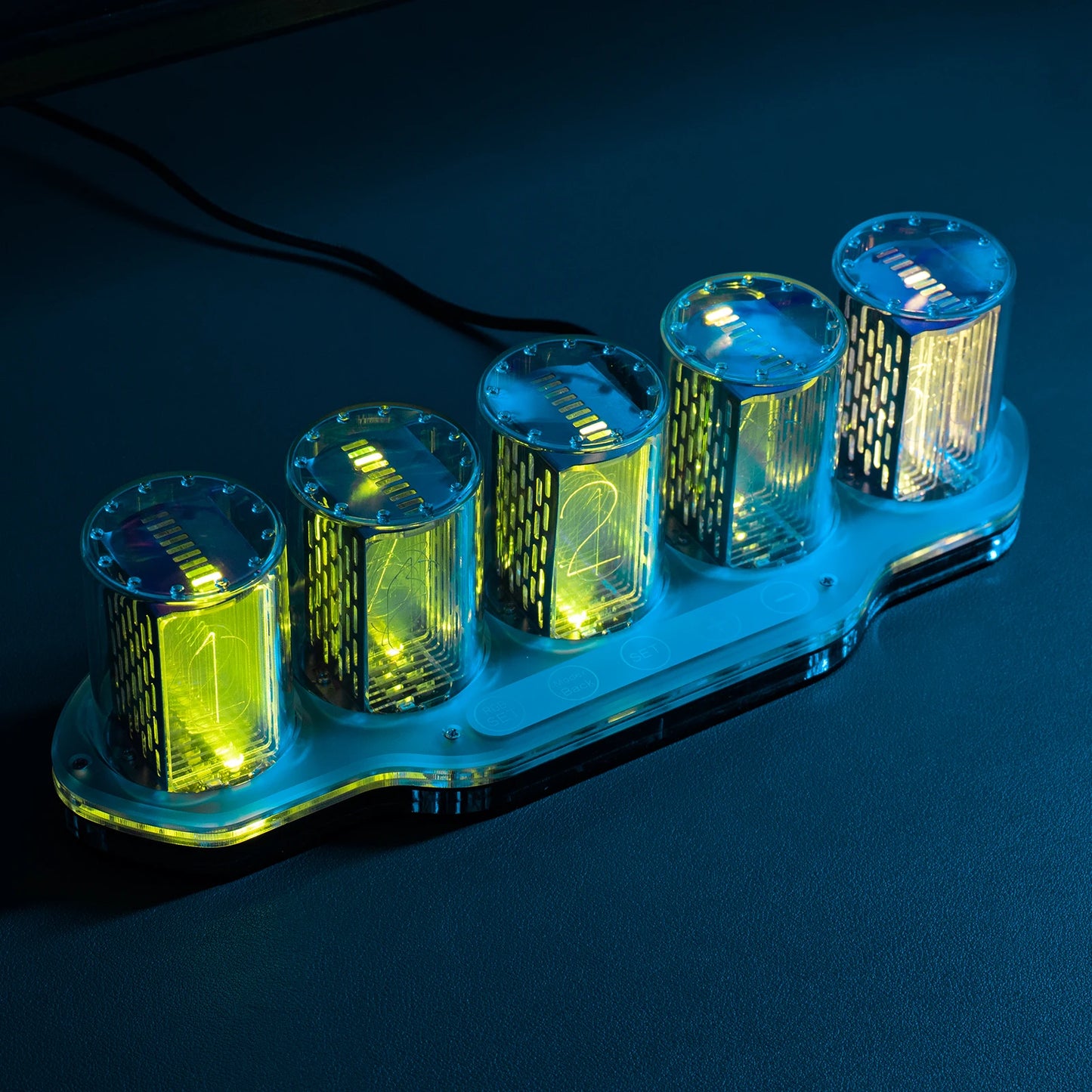 LED Light Nixie Tube Clock Simulation Gift Digital RGB 7 Colors 6 Display Modes Acrylic Glow Home Gaming Table Decoration Timer