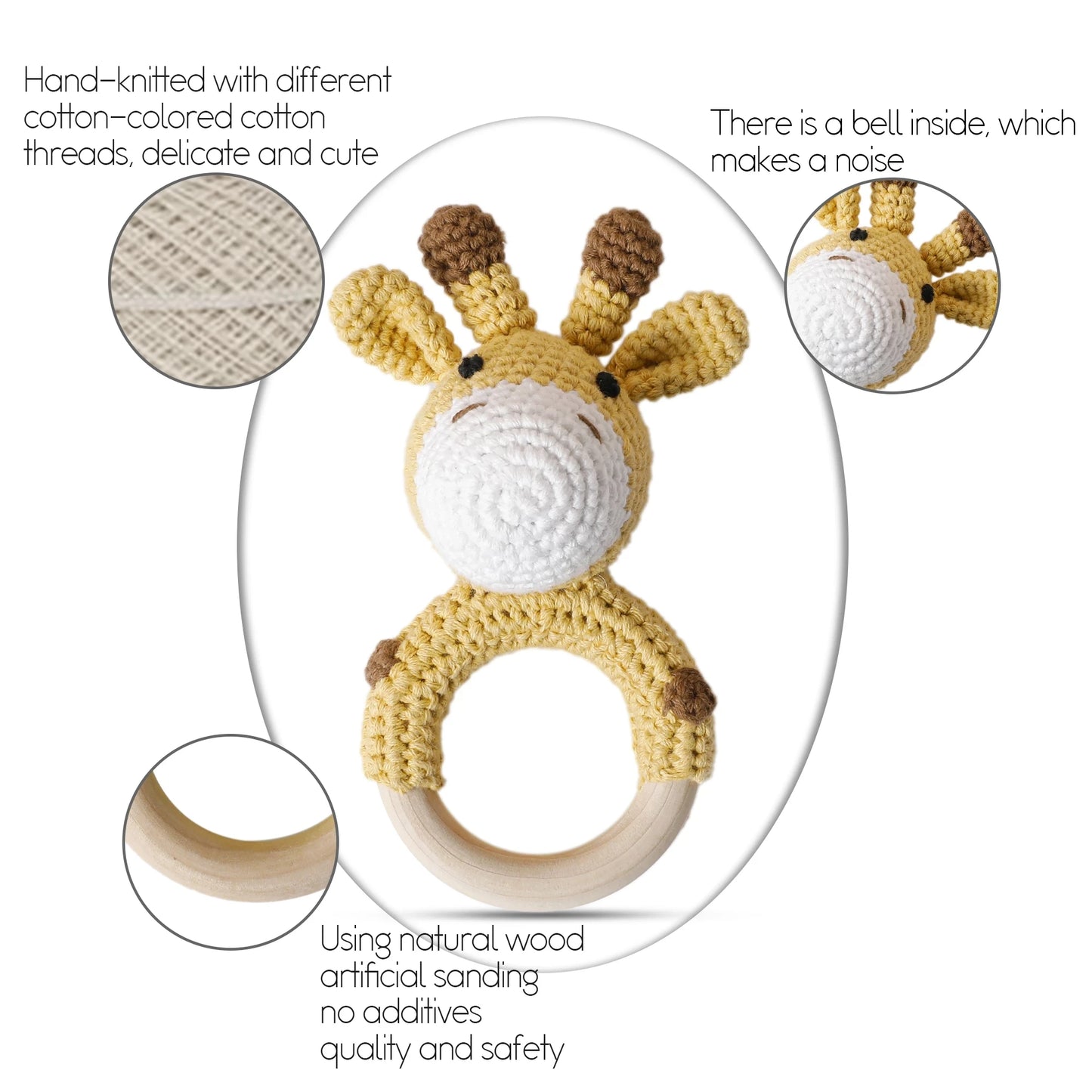 1Pc Customized Baby Teether Wooden Bracelet Crochet Rattle Toys BPA Free Crochet Lemon Bunny Rodent Rattle Newborn Toys Gift