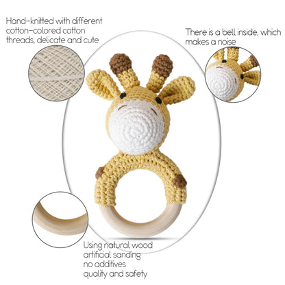 1Pc Customized Baby Teether Wooden Bracelet Crochet Rattle Toys BPA Free Crochet Lemon Bunny Rodent Rattle Newborn Toys Gift