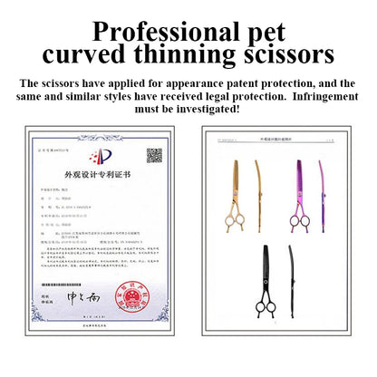 Fenice High-end 7.25 inch Professional Pet Dog Grooming Scissors Curved Thinning Chunker Shears for tijeras peluquería canina