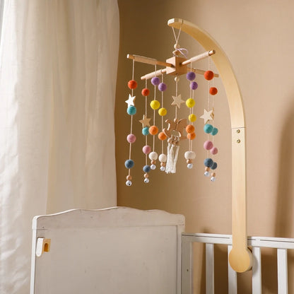 Baby Wooden Crib Mobile Bed Bell Hanging Rattle Toy Newborn Music Box Bed Bell Hanging Toys Holder Bracket Infant Crib Baby Gift