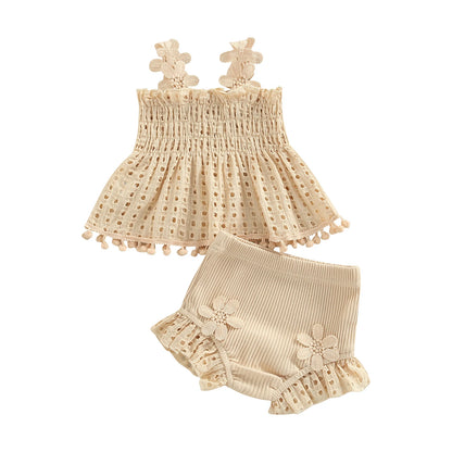 Ma&Baby 0-18M Baby Girls Clothes Sets Newborn Infant Toddler Summer Lace Floarl Sleeveless Tops Shorts Outfits