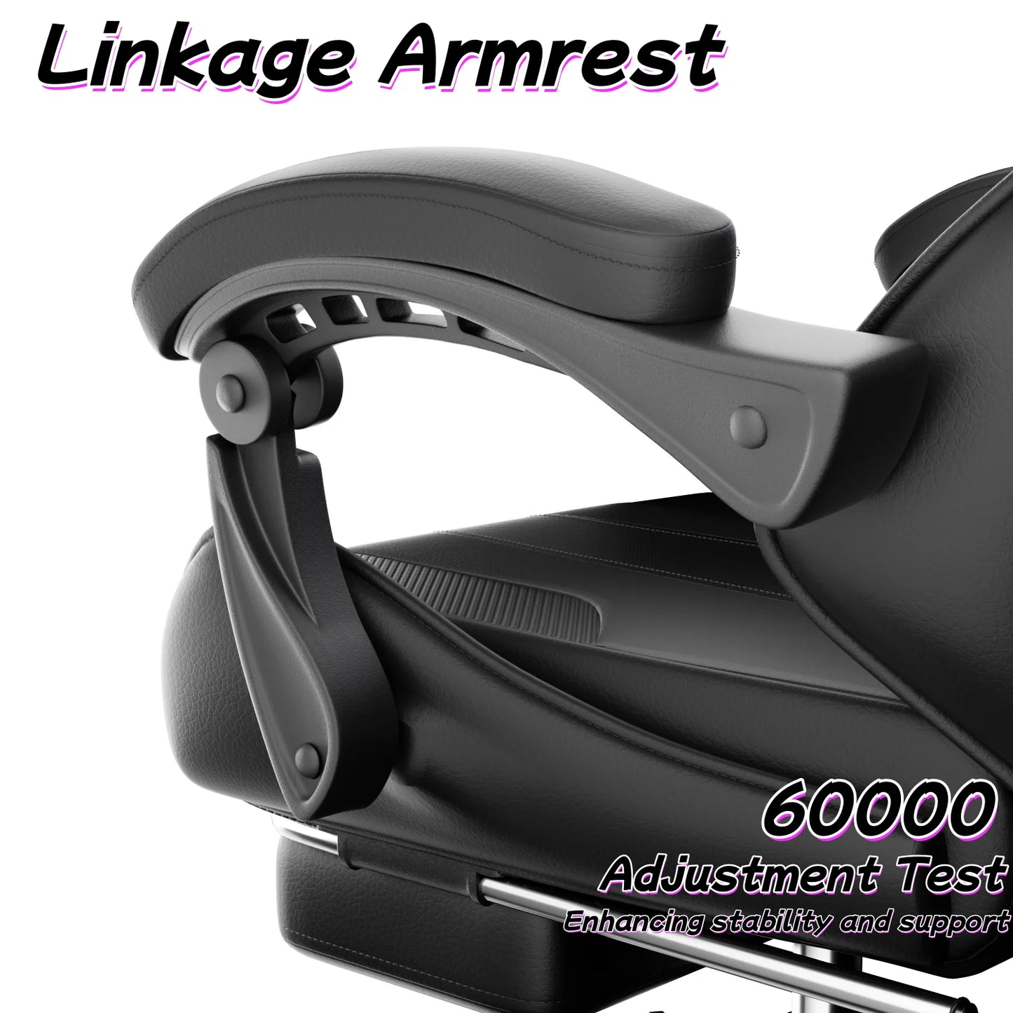 Ergonomic Gaming Chair, Lumbar Massage & Adjustable Headrest, PU Leather Computer Seat with Retractable Footrest and 360° Swivel