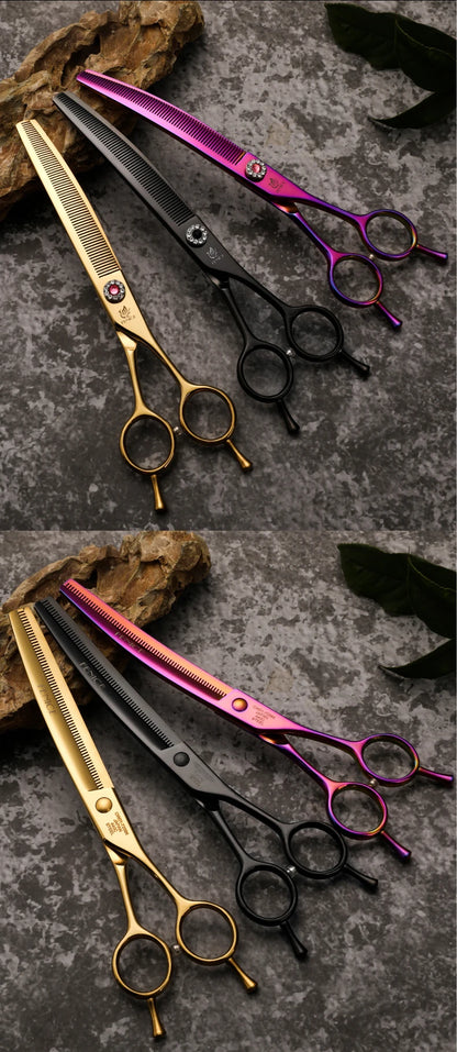 Fenice High-end 7.25 inch Professional Pet Dog Grooming Scissors Curved Thinning Chunker Shears for tijeras peluquería canina