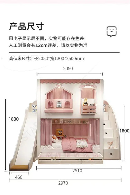 Baby Crib Bassinet, Childrens Toddler Bunk Bed, Montessori Trundle Princess Wooden Hut, Mezzanine Cradle Camas Ninos