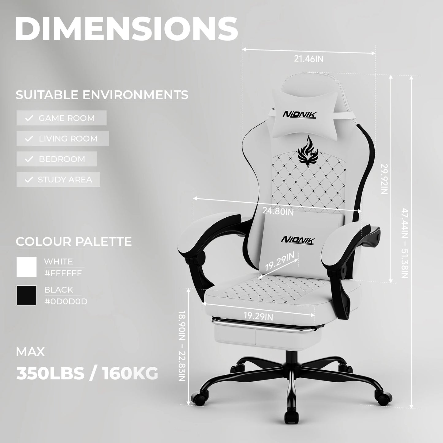 Gaming Chair with Footrest, Ergonomic Computer Chair with Headrest and Lumbar Support，Office Chair with Linkage Armrests