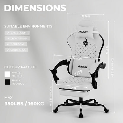 Gaming Chair with Footrest, Ergonomic Computer Chair with Headrest and Lumbar Support，Office Chair with Linkage Armrests