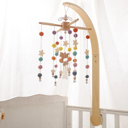 Baby Wooden Crib Mobile Bed Bell Hanging Rattle Toy Newborn Music Box Bed Bell Hanging Toys Holder Bracket Infant Crib Baby Gift