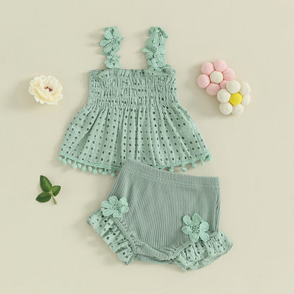 Ma&Baby 0-18M Baby Girls Clothes Sets Newborn Infant Toddler Summer Lace Floarl Sleeveless Tops Shorts Outfits