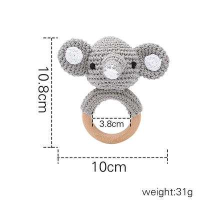 1Pc Customized Baby Teether Wooden Bracelet Crochet Rattle Toys BPA Free Crochet Lemon Bunny Rodent Rattle Newborn Toys Gift