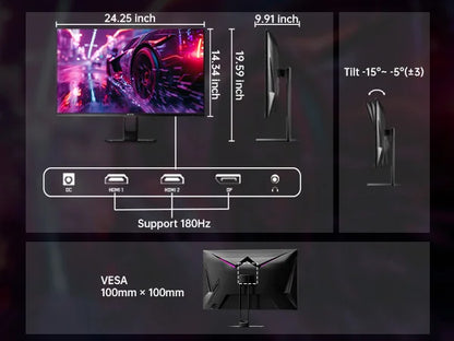 KTC Gaming Monitor 27 inch 180hz 1ms | Fast IPS Screen 1080p Monitor|2 x HDMI 2.0 &1 x Display Port 1.4 | Support Freesync and W