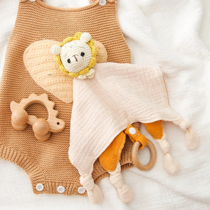 Soft Appease Towel Baby Rattle Crochet Animals Toy Soothe Reassure Sleeping Blankie Towel Lathe Hanging Educational Toddler Toys