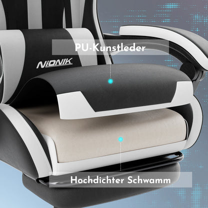 Gaming chair with Massage Ergonomic Desk chair Footrest Headrest Rotary chair for office and Gamers