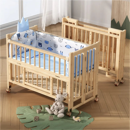 New Fashion 5 in 1 Multifunctional Solid Wood Foldable Baby Cot Adjustable Next to Me Baby Bed Crib