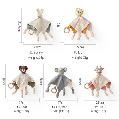 Soft Appease Towel Baby Rattle Crochet Animals Toy Soothe Reassure Sleeping Blankie Towel Lathe Hanging Educational Toddler Toys