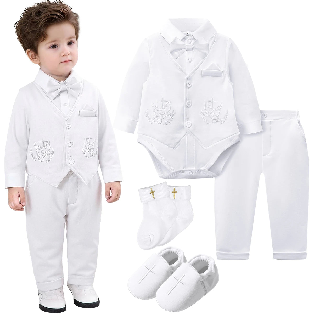 Baby Boy Christening Outfit Infant Baptism Easter Blessing Suit Toddler Wedding Chritmas Xmas Formal Ring Bearer Clothes Set