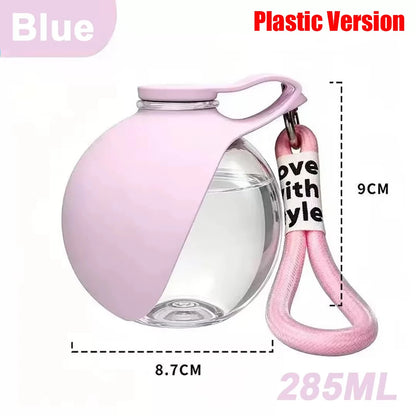 Dogs Drinking Bottle with Silicone Bowl, 285ml Stainless Steel Leak-Proof Dog Drinking Bottle for Cats and Dogs, Walks and Hikes