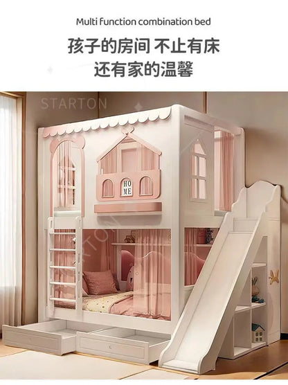 Baby Crib Bassinet, Childrens Toddler Bunk Bed, Montessori Trundle Princess Wooden Hut, Mezzanine Cradle Camas Ninos
