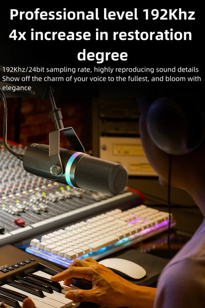 Bluedio S3000 USB/XLR Dynamic Microphone With Headphone Jack/RGB/Mute for Mixer PC Gaming Recording Streaming PS5/4 AmpliGame