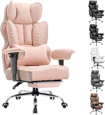 Big and Tall Office Chair 400LBS Wide Ergonomic Gaming Chair with Deluxe Embossing Designed Leather with Foot Rest,150°Reclinin