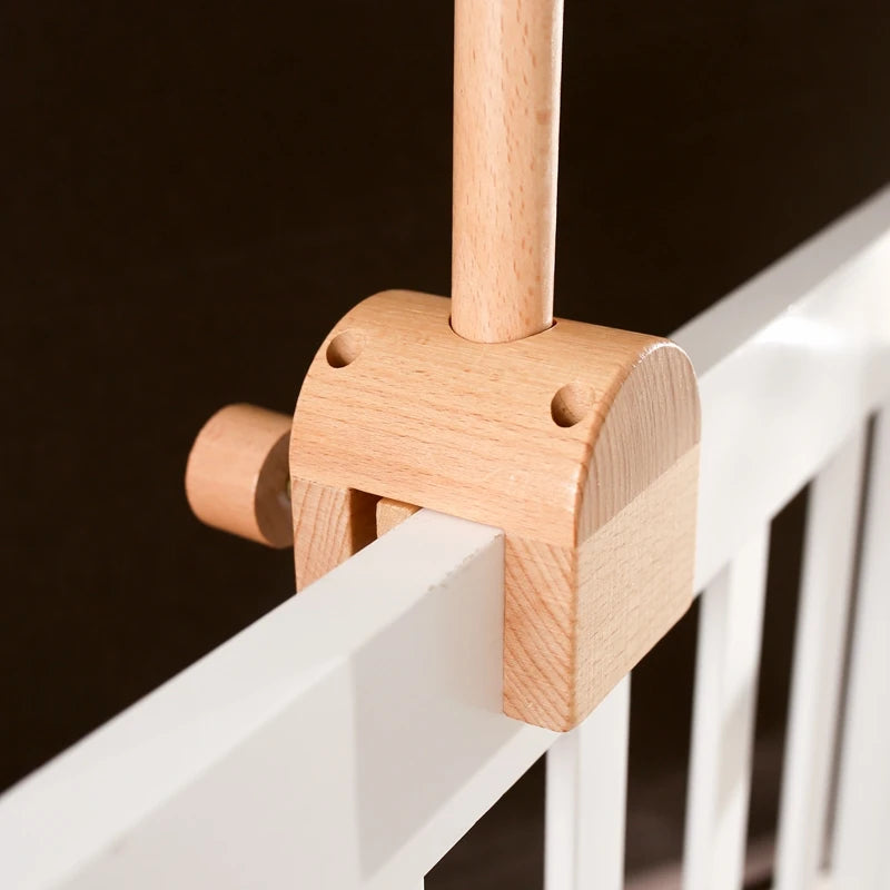 Baby Wooden Crib Mobile Bed Bell Hanging Rattle Toy Newborn Music Box Bed Bell Hanging Toys Holder Bracket Infant Crib Baby Gift
