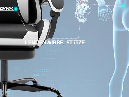 Gaming chair with Massage Ergonomic Desk chair Footrest Headrest Rotary chair for office and Gamers