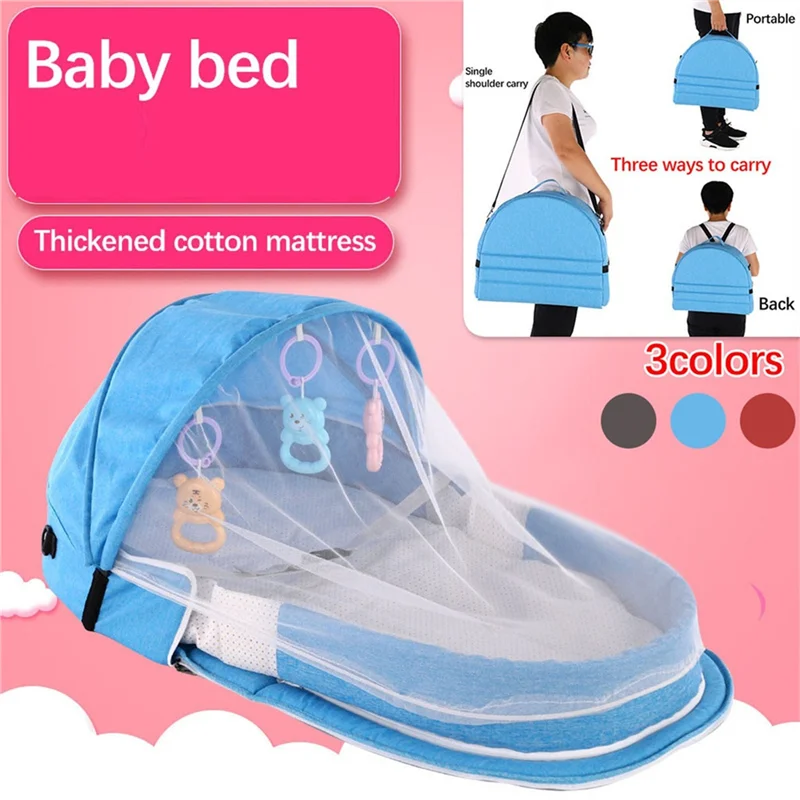 Portable Folding Baby Crib With Net And Awning Nest Baby Bed For Camping Infant Bed Bassinet For Baby