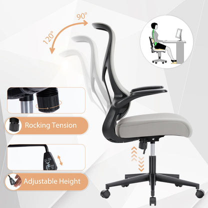 JHK Mesh Lumbar Support Office Desk Computer Chair Ergonomic High Back Swivel Rolling Gaming Chairs With Wheels And Flip-up Arms