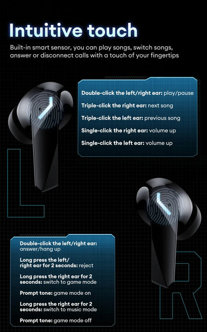 New Lenovo XT53 Wireless Upgrade Bluetooth 5.4 Earphones LED Digital Display Waterproof Headphones Low Latency Gaming Earbuds