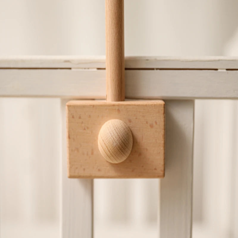 Baby Wooden Crib Mobile Bed Bell Hanging Rattle Toy Newborn Music Box Bed Bell Hanging Toys Holder Bracket Infant Crib Baby Gift