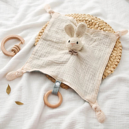 Soft Appease Towel Baby Rattle Crochet Animals Toy Soothe Reassure Sleeping Blankie Towel Lathe Hanging Educational Toddler Toys