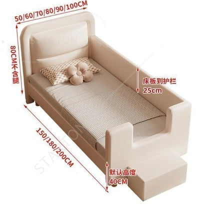 Solid Wood Children's Splicing Bed Crib with Wide Guardrail Cartoon Splicing Bed Boy Girl Bed