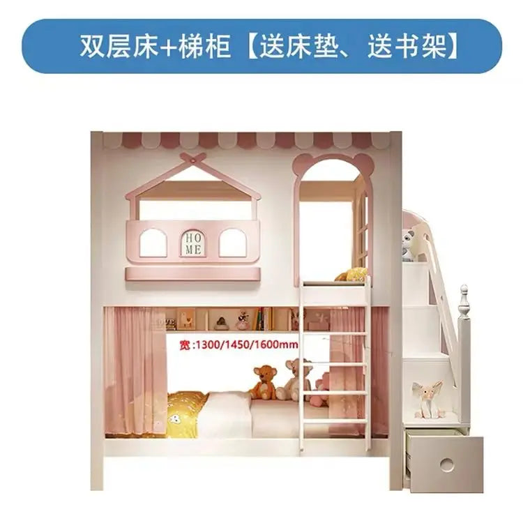 Baby Crib Bassinet, Childrens Toddler Bunk Bed, Montessori Trundle Princess Wooden Hut, Mezzanine Cradle Camas Ninos