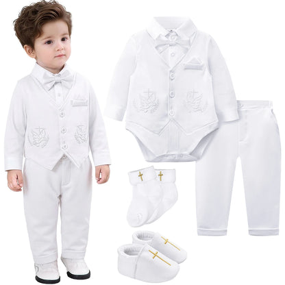 Baby Boy Christening Outfit Infant Baptism Easter Blessing Suit Toddler Wedding Chritmas Xmas Formal Ring Bearer Clothes Set