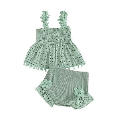 Ma&Baby 0-18M Baby Girls Clothes Sets Newborn Infant Toddler Summer Lace Floarl Sleeveless Tops Shorts Outfits
