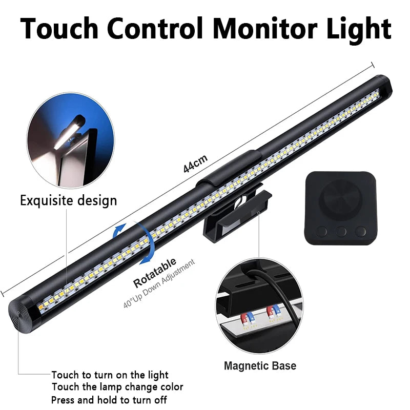LED Monitor Light Bar Computer Screen Hanging Lights RGB  Atmosphere Table Lamp For Work Study Read Gaming Dimming Lighting 44cm