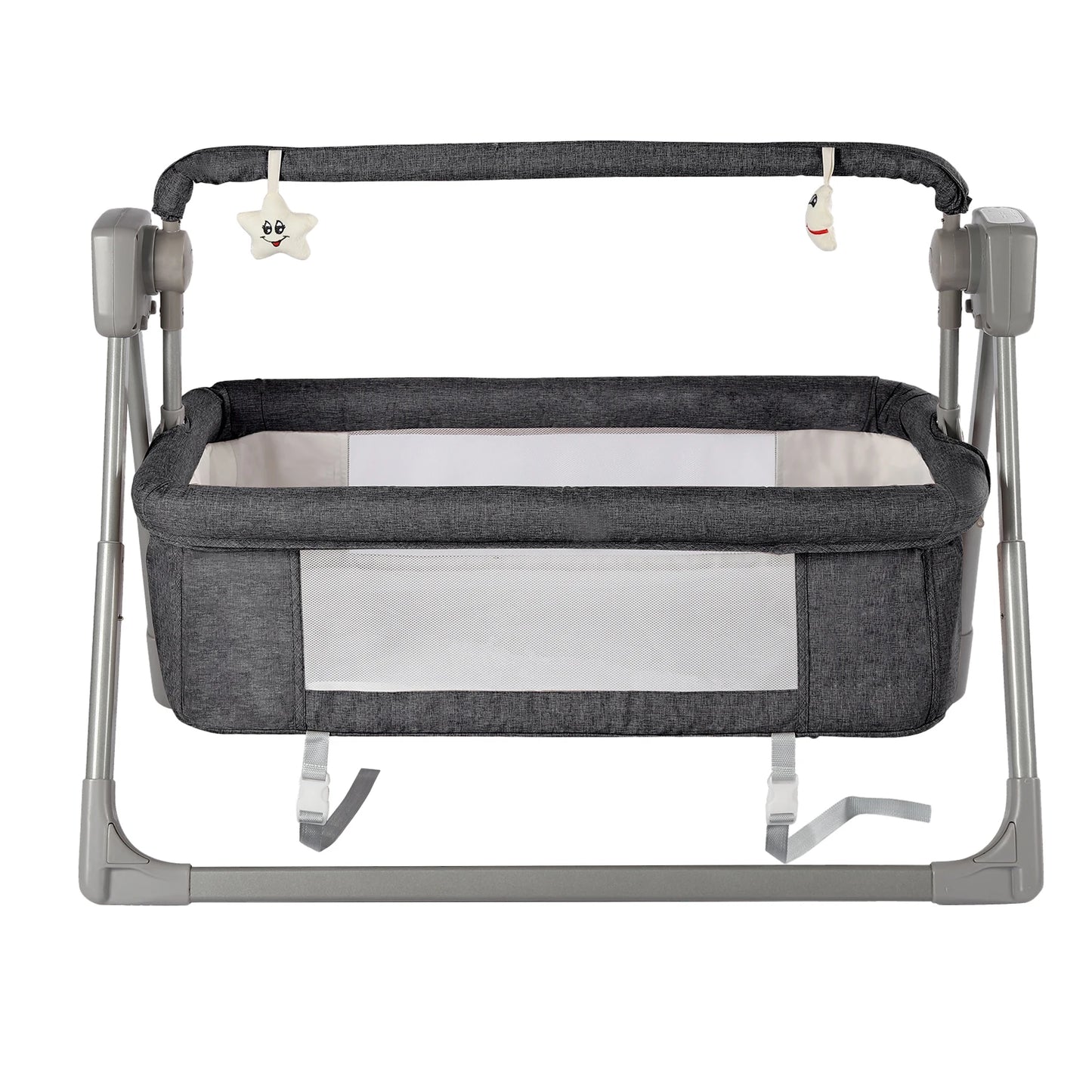 Gray/Khaki Electric Cradle Baby Swing Bed, Automatic Rocking Recliner Crib Basket, Music Remoter Control Sleeping Basket Cot