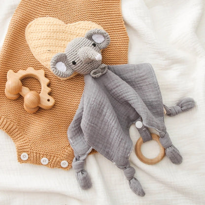 Soft Appease Towel Baby Rattle Crochet Animals Toy Soothe Reassure Sleeping Blankie Towel Lathe Hanging Educational Toddler Toys